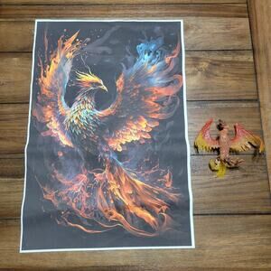 Set of 2 Phoenix Collection: Poster on Canvas and Plastic Figure
